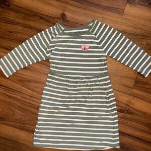 Adorable Striped Green and White Kids Dress
